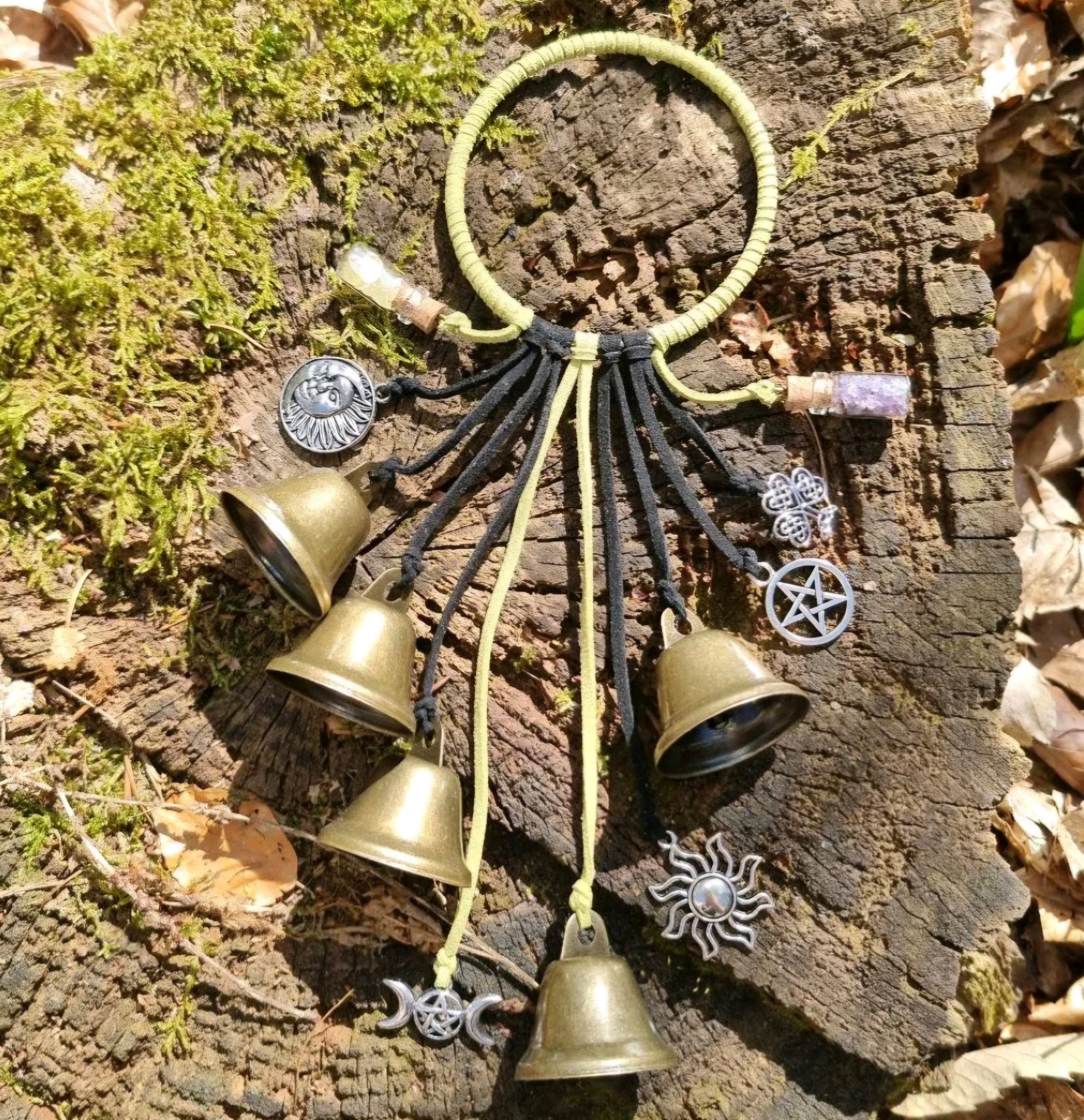 Witch Bells Handmade with home protecting Crystal chips