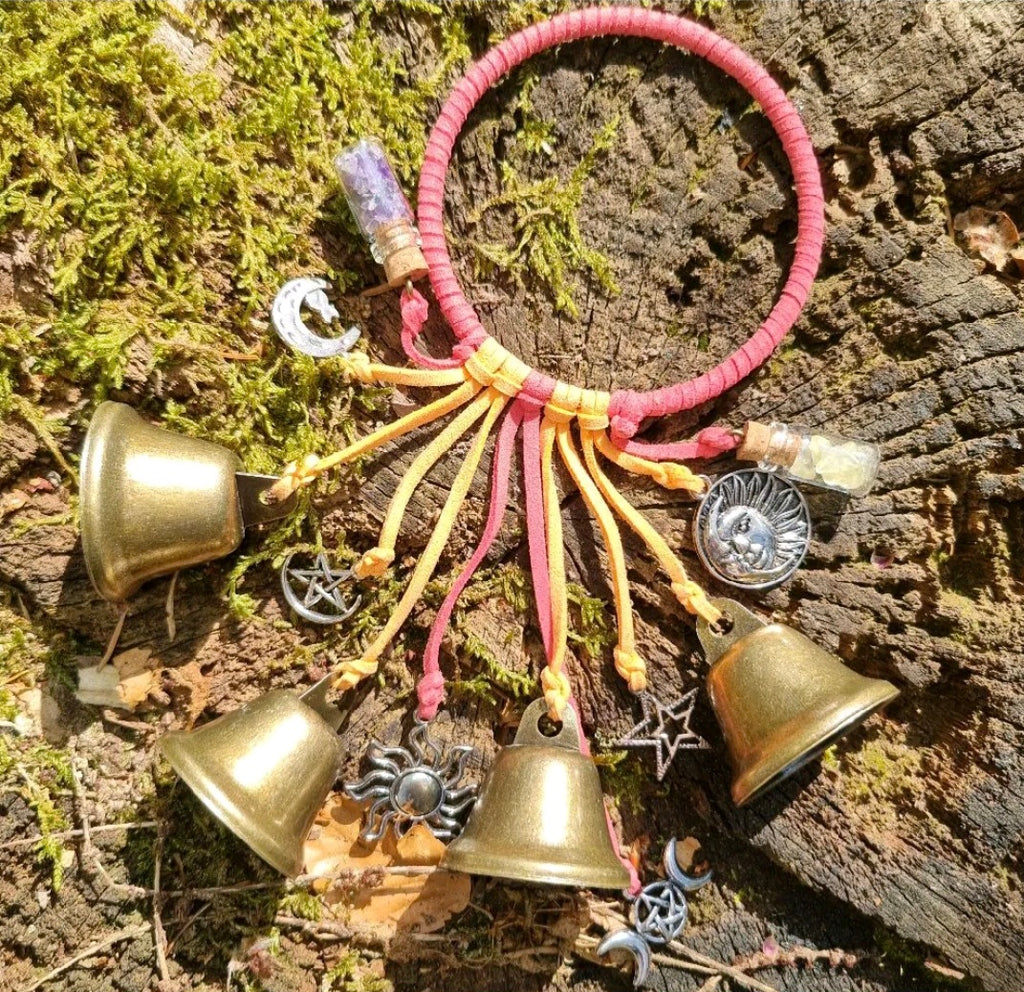 Witch Bells Handmade with home protecting Crystal chips