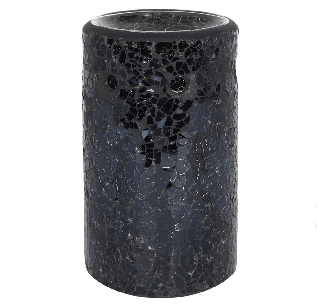 Black Crackle Pillar Oil Burner & Wax Warmer